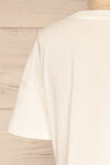 Arvika Chalk White Cotton Cropped T-Shirt | La Petite Garçonne  back close-up