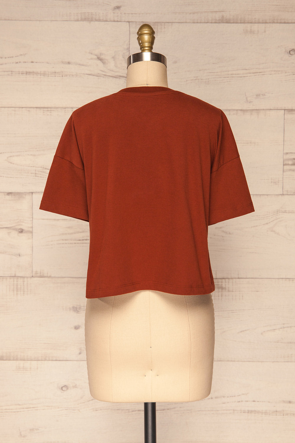 Arvika Clay Orange Cotton Cropped T-Shirt | La Petite Garçonne back view 