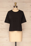 Arvika Coal Black Cotton Cropped T-Shirt | La Petite Garçonne front view