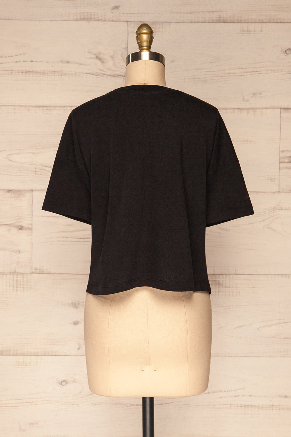 Arvika Coal Black Cotton Cropped T-Shirt | La Petite Garçonne back view 