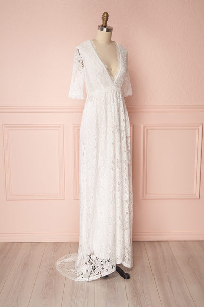 Arynn | White Lace Bridal Maxi Dress