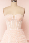 Asako Blush Bustier Layered Tulle Maxi Dress | Boudoir 1861 front close up