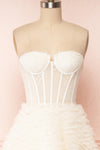Asako Ivory Bustier Layered Tulle Maxi Dress | Boudoir 1861 front close up