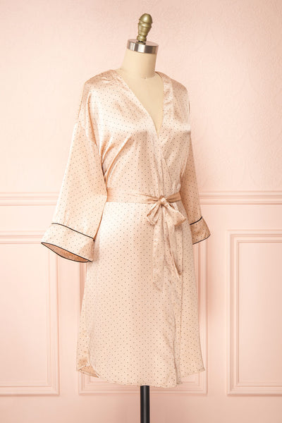 Asami Pink Polka Dot Satin Kimono | Boutique 1861 side view