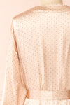 Asami Pink Polka Dot Satin Kimono | Boutique 1861 back close-up