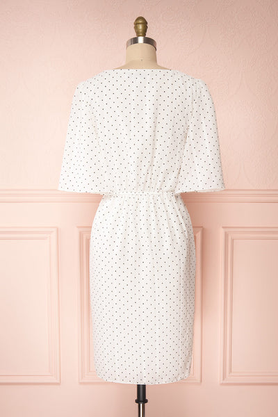 Asceline White Short Dress w/ Polka Dots | Boutique 1861 back view