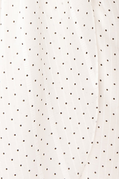 Asceline White Short Dress w/ Polka Dots | Boutique 1861 fabric details