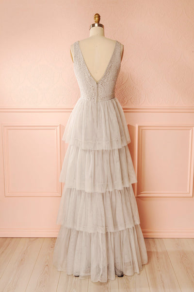 Ashlyn Grey Lace & Tulle Gown | Boudoir 1861 back view