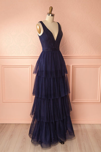 Ashlyn Navy Blue Lace & Tulle Gown | Boudoir 1861 4