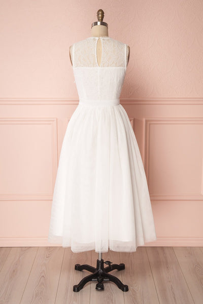 Alicen White Lace & Mesh A-Line Midi Dress | Boudoir 1861