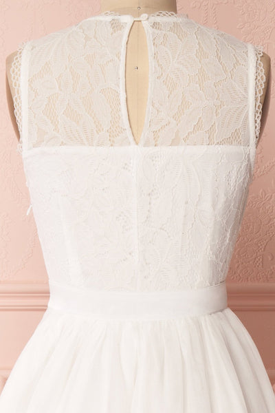 Alicen White Lace & Mesh A-Line Midi Dress | Boudoir 1861