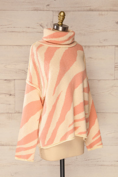 Athena Pink Zebra Print Sweater | La petite garçonne side view