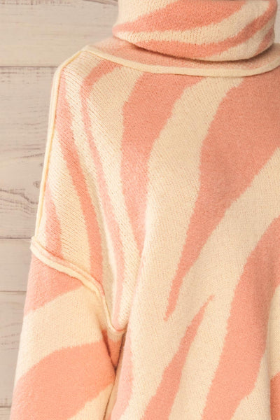 Athena Pink Zebra Print Sweater | La petite garçonne side close-up