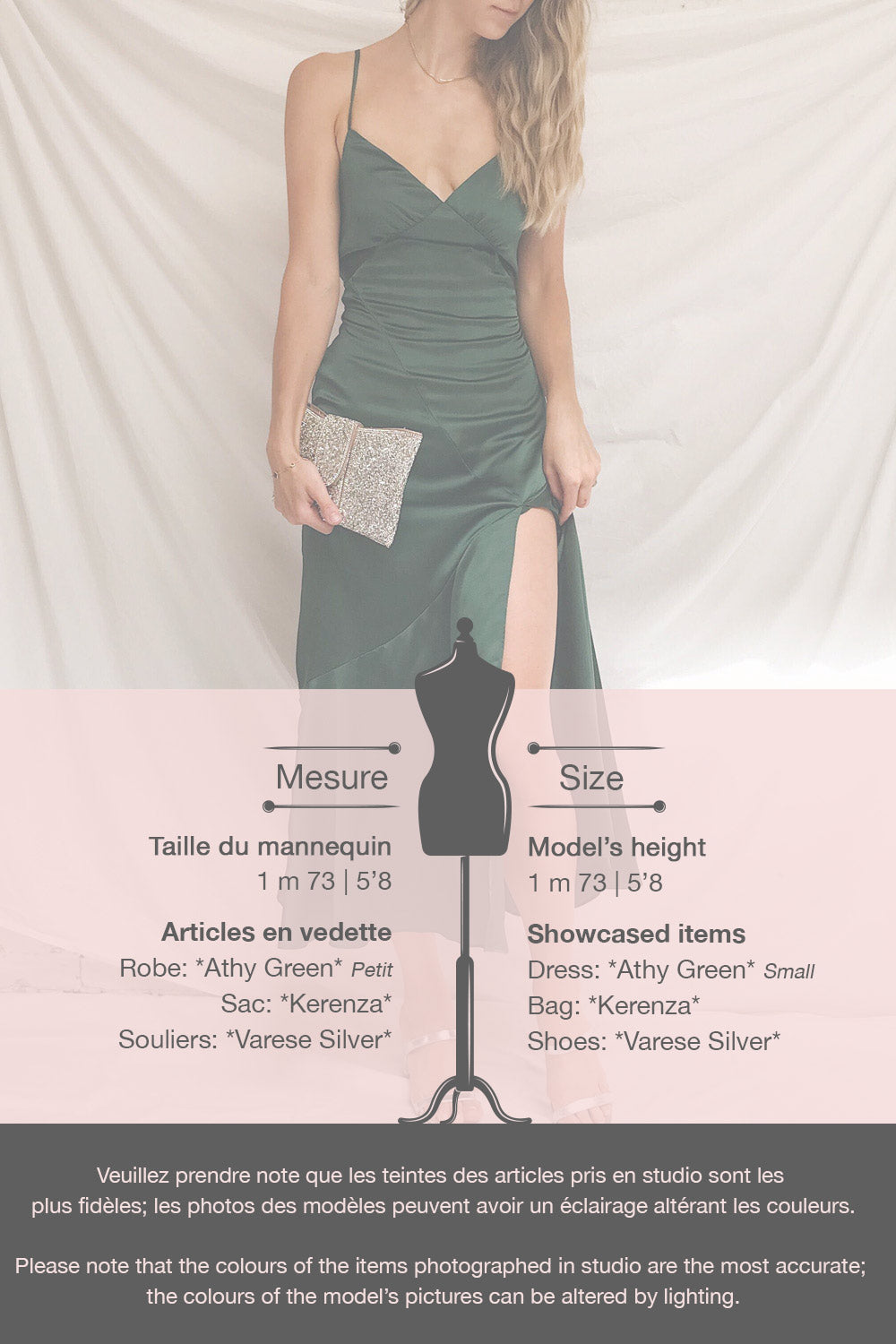 Athy Green V-Neck Midi Satin Dress | La petite garçonne template 1