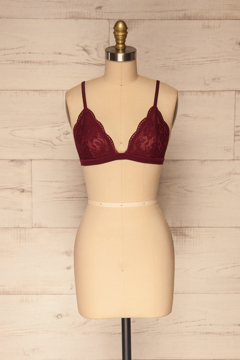Ati Bourgogne Burgundy Lace Bralette | Boutique 1861 front view  