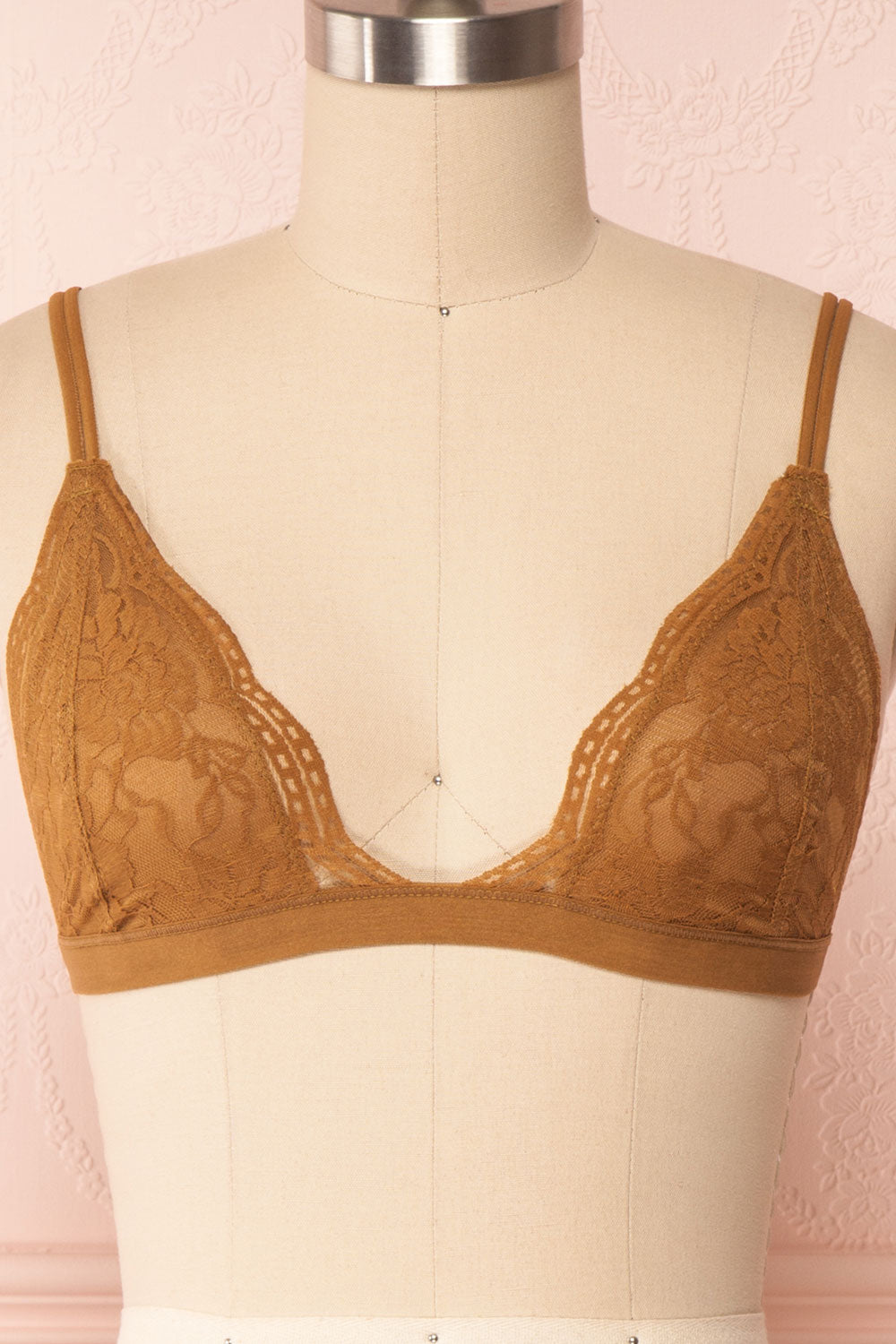 Ati Muscade Brown Lace Bralette front close up | Boutique 1861