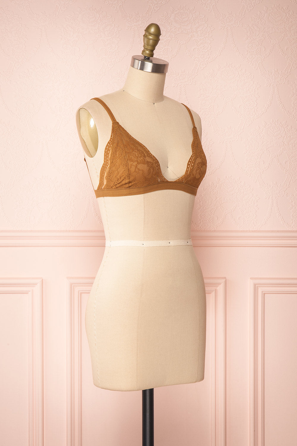 Ati Muscade Brown Lace Bralette side view | Boutique 1861