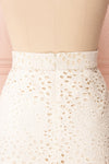 Aubane Cream Lace Midi Skirt w/ Back Slit | Boutique 1861 back close-up