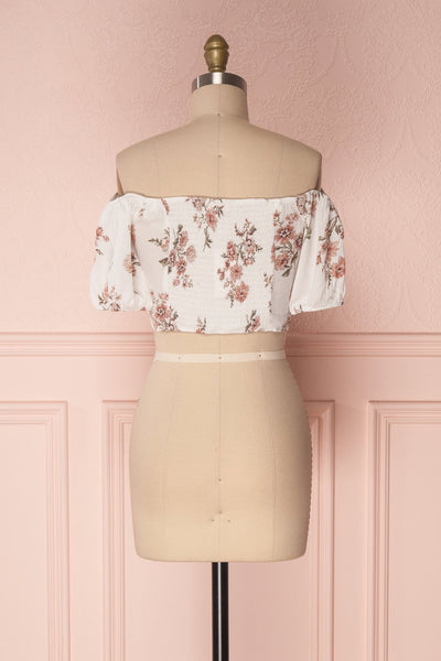 Aubrie White Floral Off-Shoulder Laced Crop Top | Boutique 1861 5