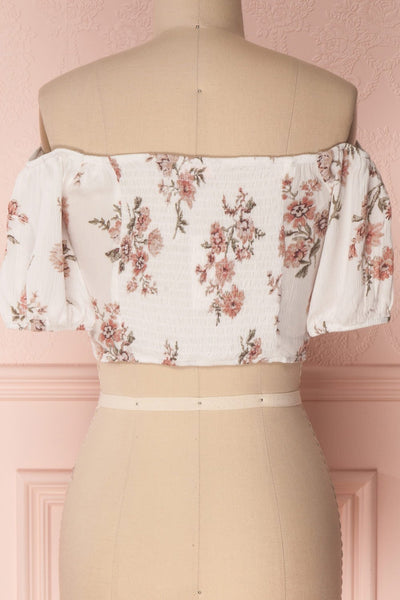 Aubrie White Floral Off-Shoulder Laced Crop Top | Boutique 1861 6