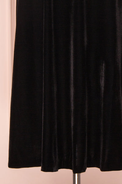 Augustina Black Velvet Midi A-Line Dress | Boutique 1861  bottom close-up