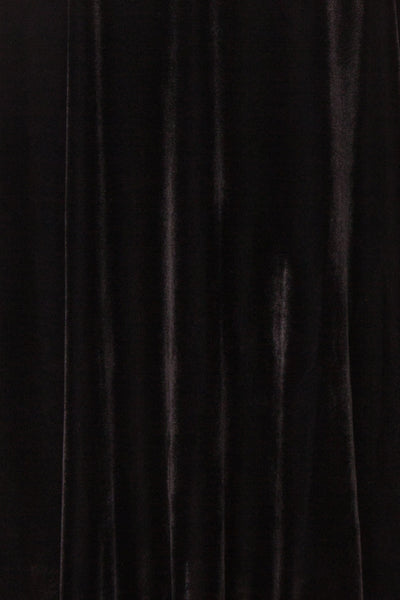 Augustina Black Velvet Midi A-Line Dress | Boutique 1861  fabric detail