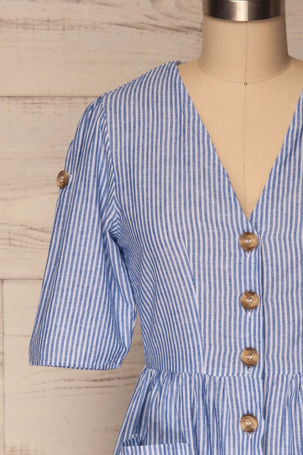 Augustow Blue & White Buttoned A-Line Dress | La Petite Garçonne 10