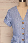 Augustow Blue & White Buttoned A-Line Dress | La Petite Garçonne 11