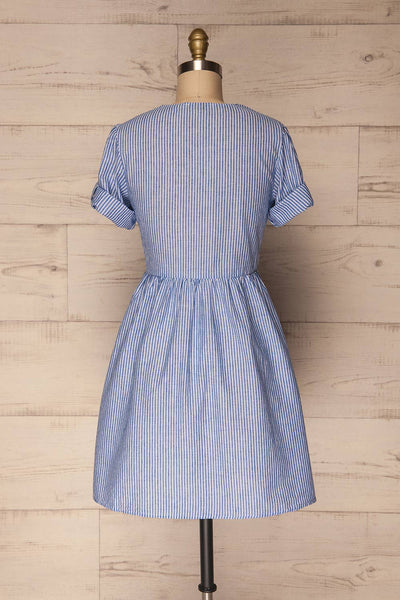 Augustow Blue & White Buttoned A-Line Dress | La Petite Garçonne 7