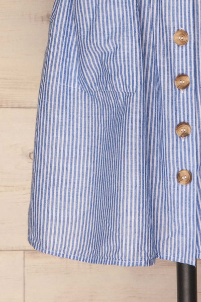 Augustow Blue & White Buttoned A-Line Dress | La Petite Garçonne 9