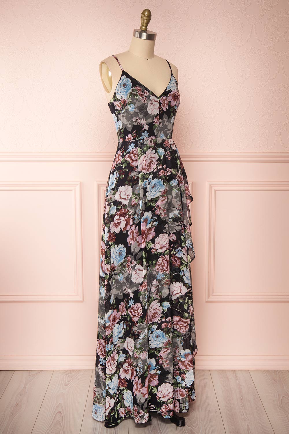 Aumakua Floral Maxi Wrap Dress | Robe Fleurie | Boutique 1861 side view 