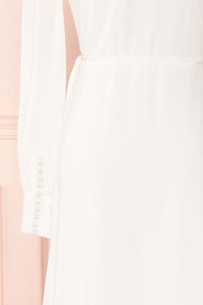 Aurelie Ivoire White Maxi Wrap Dress | Boutique 1861 sleeve close-up
