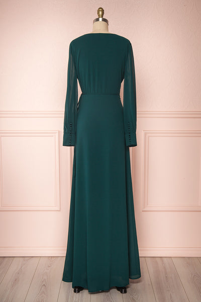Aurelie Émeraude Green Maxi Wrap Dress | Boutique 1861 back view