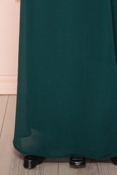 Aurelie Émeraude Green Maxi Wrap Dress | Boutique 1861 bottom close-up