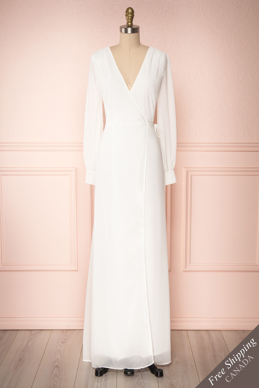 Aurelie Ivoire White Maxi Wrap Dress | Boutique 1861 front view 
