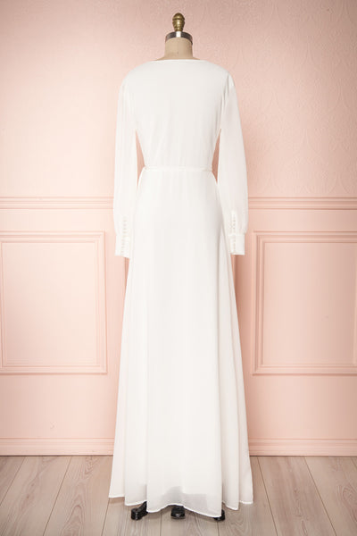 Aurelie Ivoire White Maxi Wrap Dress | Boutique 1861 back view