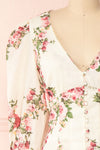 Aureole White Floral Button-Up Blouse | Boutique 1861 front close-up