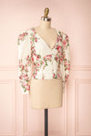 Aureole White Floral Button-Up Blouse | Boutique 1861 side view