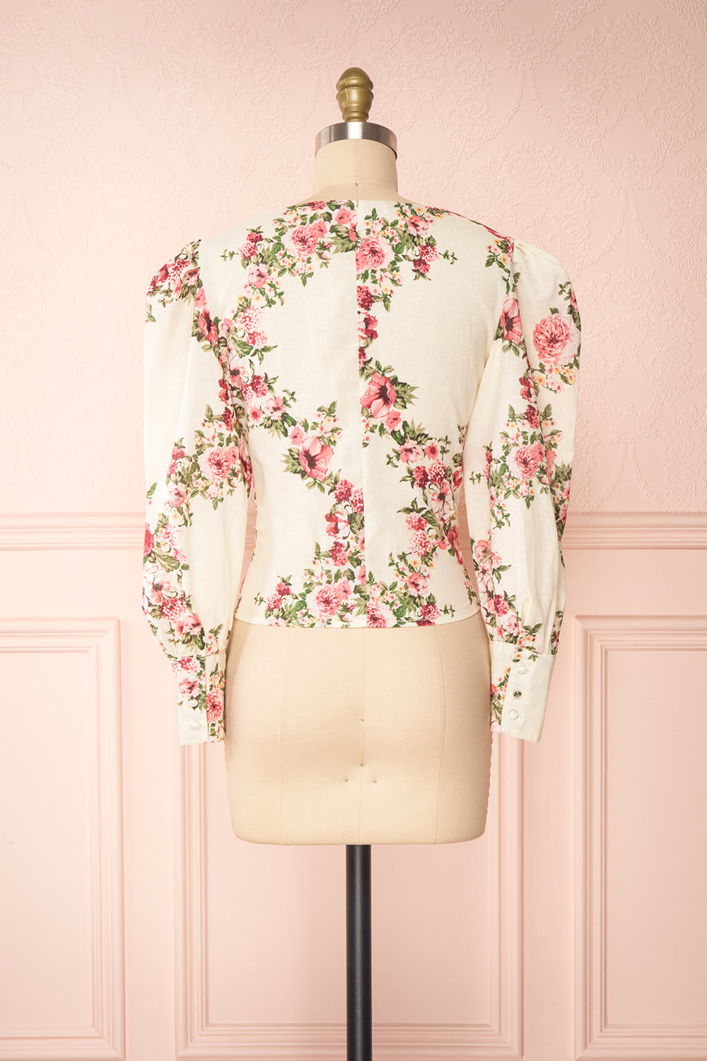 Aureole White Floral Button-Up Blouse | Boutique 1861 back view 