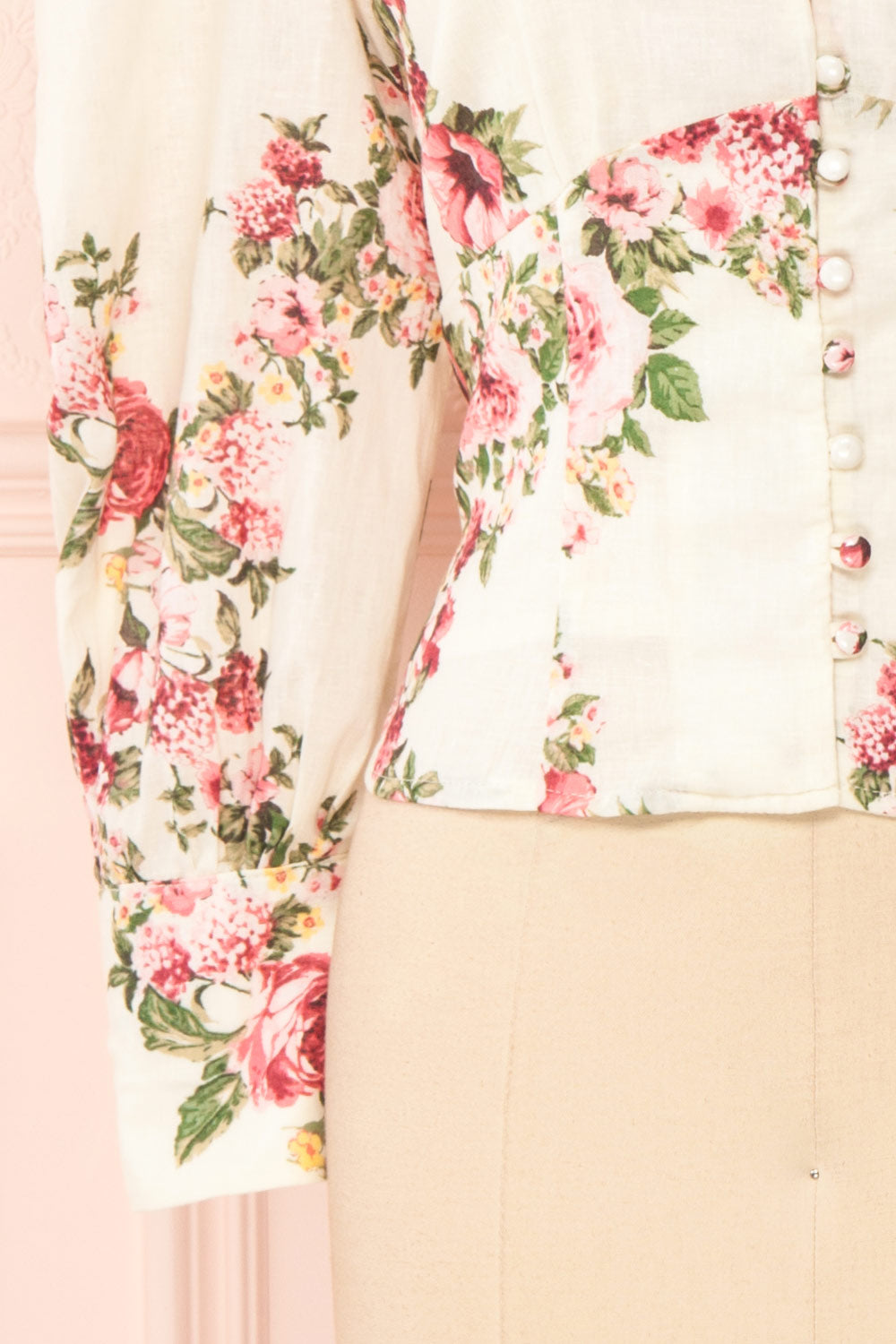 Aureole White Floral Button-Up Blouse | Boutique 1861 bottom 