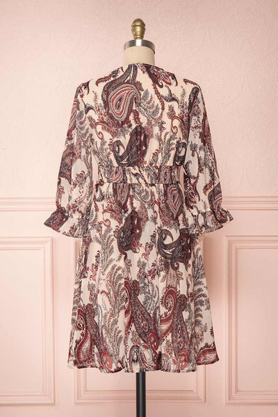 Aurianna Cream & Purple Paisley A-Line Summer Dress | Boutique 1861 5