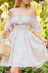 Auroraa Off-Shoulder Short Floral Dress | Boutique 1861 on model