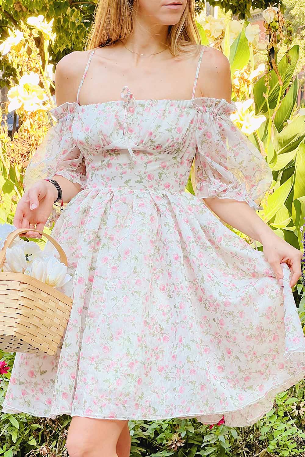 Viona Floral Off Shoulder Tiered Maxi Dress – ASTR The Label