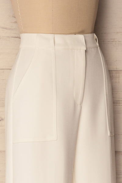 Averdobe Ivory Textured Wide Leg Dress Pants | La Petite Garçonne 4