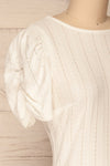 Aversa White Openwork T-Shirt with Open Back | La Petite Garçonne side close-up