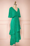 Ayelen Green Polka Dot Midi Dress w/ Frills | Boutique 1861 side view