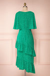 Ayelen Green Polka Dot Midi Dress w/ Frills | Boutique 1861 back view