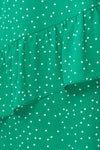 Ayelen Green Polka Dot Midi Dress w/ Frills | Boutique 1861 fabric
