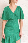 Ayelen Green Polka Dot Midi Dress w/ Frills | Boutique 1861 on model