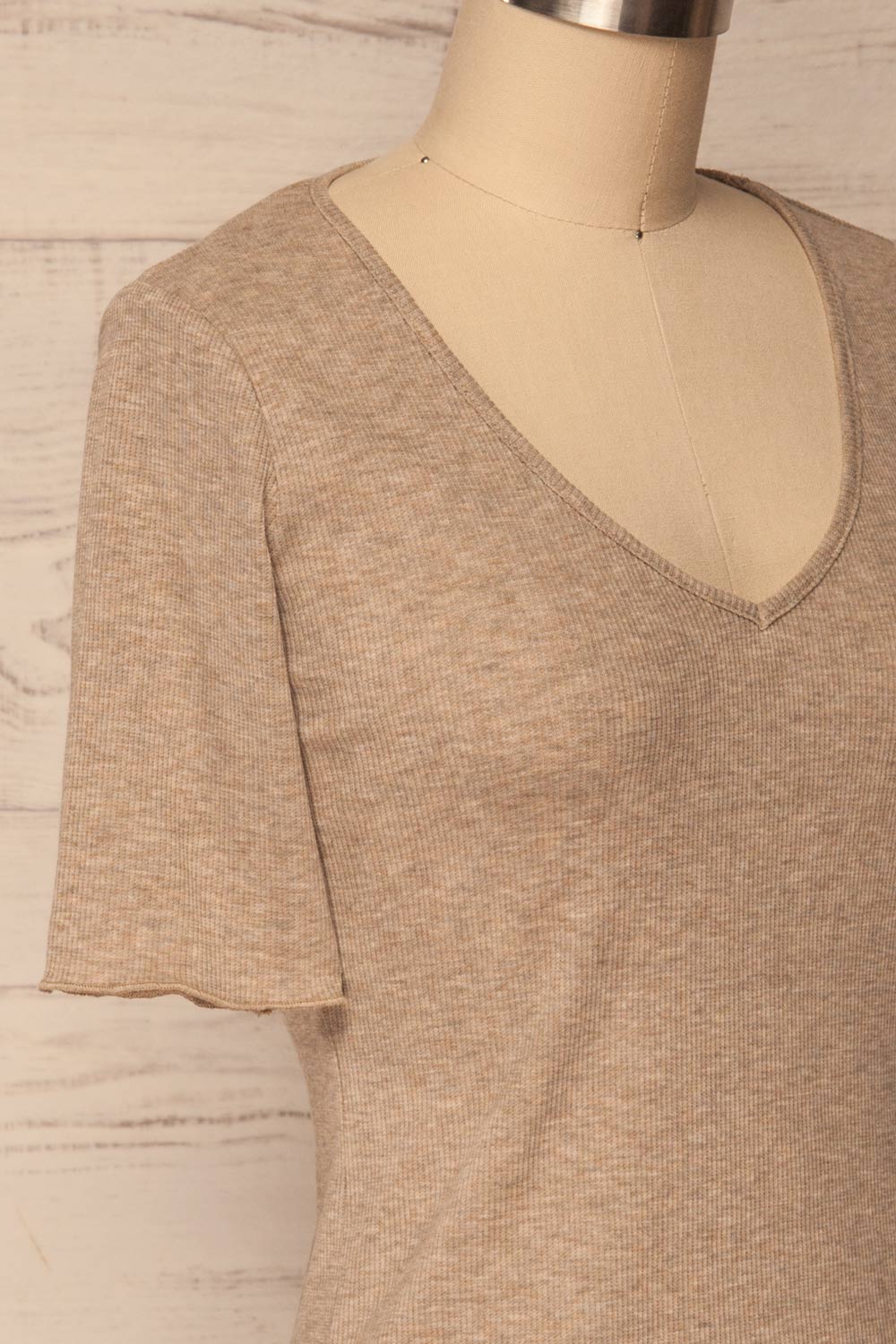 Ayeneux Taupe Short Sleeved Crop Top | La Petite Garçonne 4